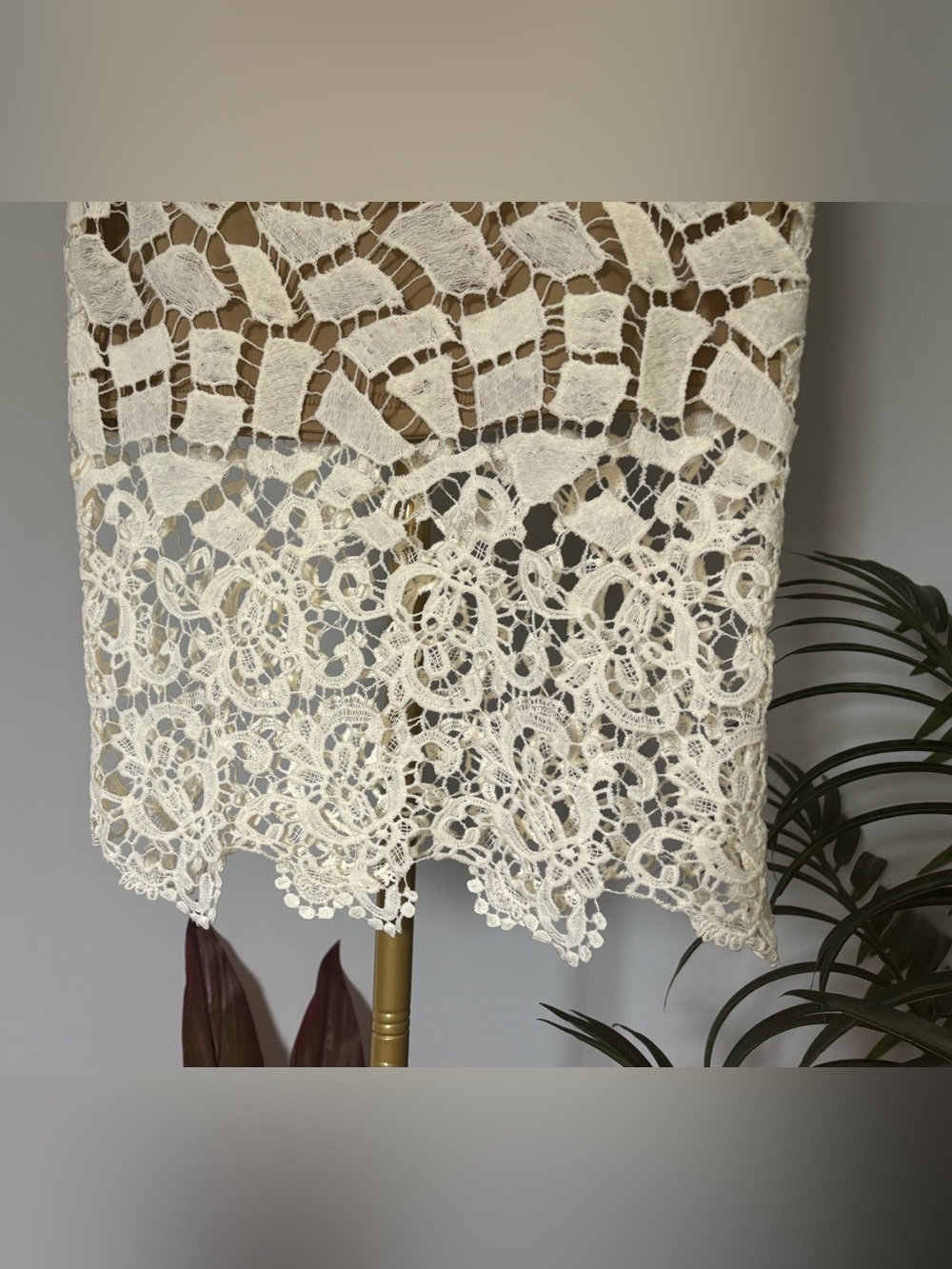 fab'rik Cream Crochet Lace Midi Skirt - Picture 12 of 16